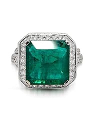 Classic 18k White Gold Emerald & Diamond Ring