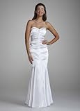 David's Bridal Wedding Dress: Strapless Stretch Charmeuse Fit to Flare Skirt Style 45328