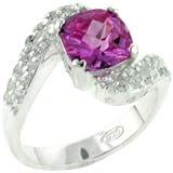 Sterling Silver Asscher Cut Pink Cz Right Hand Ring