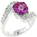 Sterling Silver Asscher Cut Pink Cz Right Hand Ring