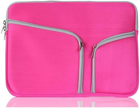 Neoprene Protective Laptop Sleeve Bag with Accessory Pocket For 13 inch Laptops (Pink)