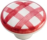 Hickory Hardware P2180-WRCK 1-1/2-Inch English Cozy Knob, White With Red Checker