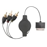 Retractable Apple iPod A/V Audio Video Composite Cable - Color Black