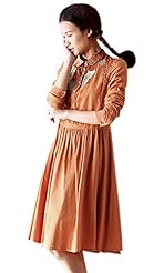 Belted Cotton/Linen Midi Dress 