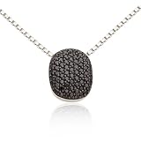 CleverEve's Rhoduim Plated Sterling Silver Round Black CZ Pendant