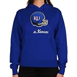 NCAA adidas Kansas Jayhawks Ladies Royal Blue Helmet Patch Too Pullover Hoodie Sweatshirt (Small)