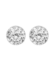 14K White Gold - Halo-Styled Diamond Stud Earrings