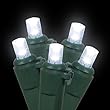 Set of 100 Polar White LED Wide Angle Christmas Lights - Green Wire