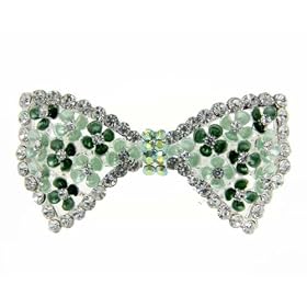 Emerald Floral Bowtie Barrette Jewelry