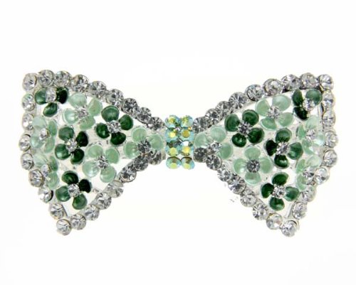 Click here to buy Emerald Floral Bowtie Swarovski Barrette Jewelry.