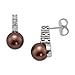 Chocolate Tahitian Pearl Earrings with Diamonds in