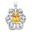 14K White Gold Citrine and Diamond Pendant