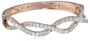 14k Rose Gold Plated Sterling Silver Diamond (0.15cttw, I2-I3 Clarity) Twist Ring, Size 8