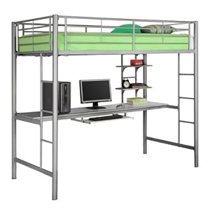 Amazon.com: Metal Twin Over Writing Computer Desk Bunk Bed , Silver ... Amazon.com: Metal Twin Over Writing Computer Desk Bunk Bed , Silver ...