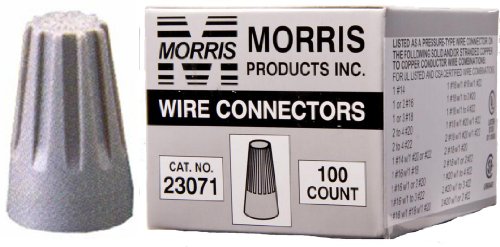 Morris Products 23071 Screw On Wire Connector, P1 Type, Gray, 22 - 14 Awg, max: 1 #14 w/1 #20 min: 2 #22 Wire Combinations, 300V Max Voltage (Pack of 100)