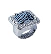 Versales Women's Silver Zebra Print Square Ring Watch