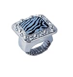 Versales Women's Silver Zebra Print Square Ring Watch