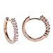 18k Rose Gold Prong-Set Diamond Hoop Earrings (1/3 title=