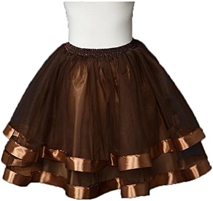 Dresstail Women's Hoopless Short Petticoat Underskirt Slip Crinolines Tutu Skirt-Brown, One Size