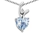1.95 cttw 925 Sterling Silver 14K Gold Plated Created Heart Shaped Aquamarine Pendant