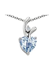Original Star K (tm) Heart Shaped 8mm Simulated Aquamarine Pendant