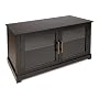 Bell'O WAVS321 Contemporary Audio Video Flat Panel Cabinet in a Durable Deep Black Finish with Brushed Brass Handles and Tempered Safety glass