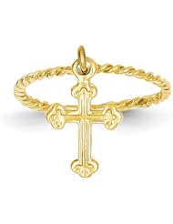 14k Cross Dangle Twisted Band Childs Ring - JewelryWeb