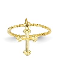 14k Cross Dangle Twisted Band Childs Ring