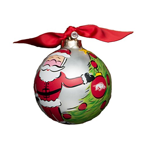 Glory Haus Arkansas Santa Glass Christmas Ornament