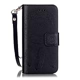 UNEXTATI iPhone 5 / iPhone 5s ケース PUレザー 手帳型ケース カバー カード収納 ストラップ 付き Apple iPhone5 / iPhone5s 用 Case Co