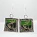 Gold and Green Double Sided Square Leaf Earrings in Sterling Silver, #9150