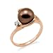 Chocolate Tahitian Pearl Ring with Diamond in 14K Rose Gold