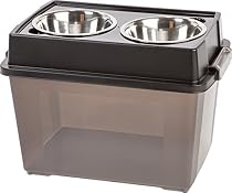 IRIS Large Elevated Feeder with Airtight Storage, Black
