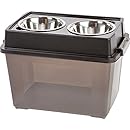 IRIS Large Elevated Feeder with Airtight Food Storage, 2 2-Quart Bowls, Black