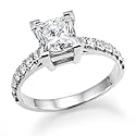 3/4 ct. Princess Cut Diamond Solitaire Engagement Ring in 14k White Gold - Free Resize