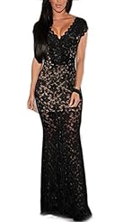 V-neck Lace Sheer Illusion Cap Sleeves Evening Dress 