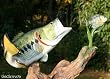 Taxidermy 14" Fiberglass Striking Bass Sculpture Statue