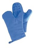 Wenko 2102110100 Topfhandschuh Siliplus - 2er Set, extra groß, hitzefest, Baumwolle-Silikon, 18 x 28 x 2.5 cm, blau