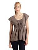 Calvin Klein Jeans Women's Empire Waist Flutter Style Top, Brown Shale, Small Medium