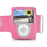 yooZoo Lightweight Adjustable Velcro Workout Armband for Apple iPod nano 3G with Screen Protector - Sunset Pink