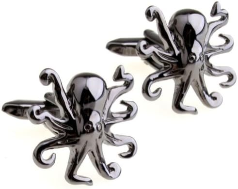 Funny Gunmetal Octopus Cufflinks