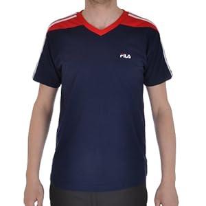 Fila Delivery Mens Cotton V Neck Top - Navy - L