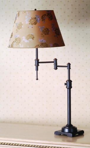 State Street Swing Arm Table Lamp with Carla Shade in Antique Bronze