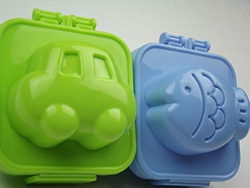 KK Fun Shapes Hard Boiled Egg Mold, Sushi Rice Mold, Great for Bento Lunch Box, Easter - Fish and Car Shapes