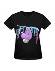 Apparel: Sloth Hov T Shirt Design Women Crew Neck Black