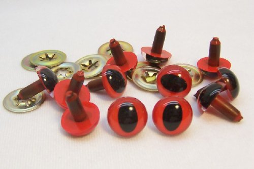 Sassy Bears 15mm Red Cat Reptile Safety Eyes for Bear, Doll, Puppet, Plush Animal and Craft - 10 Pairs