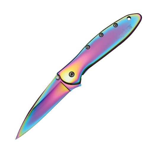 Kershaw Knives - K.O. Leek, Rainbow Titanium Coated Handle & Blade, Plain Kershaw Knives - K.O. Leek, Rainbow Titanium Coated Handle & Blade, Plain Hunting Knives