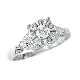 14K White Gold Antique Diamond Engagement Ring