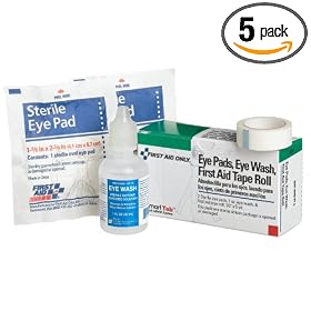 First Aid Only 2 Sterile, Eye Pads, 1-Ounce. Eye Wash, 1/2