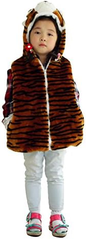 Fashion Animals Vest Hoody for Kids(Brown Tiger Vest) (S)
